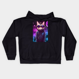 Techno Cat In Cyber Space Kids Hoodie